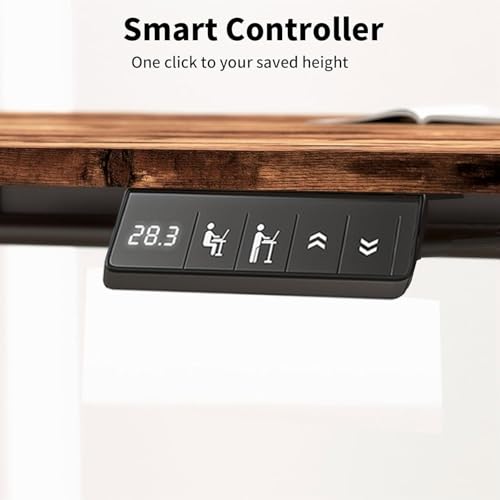 TIQLAB Electric Standing Desk, Adjustable Height Stand up Desk, 55 * 28 Inches Sit Stand Home Office Table with Splice Board, Rustic Brown