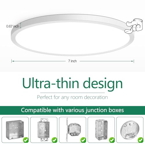 Image of Brightever 7 Inch Flush Mount LED Ceiling Light Fixture, Dimmable, 1200LM