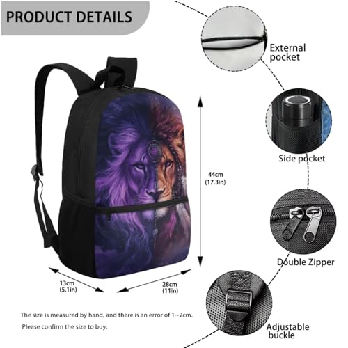 Uourmeti Galaxy Lion Backpack Sets for Boys Girls 6-8 Bookbag with Lunch Box Big Kids School Bag Set 4pcs Pen Case Water Bottle Hodler Back To School Gifts3
