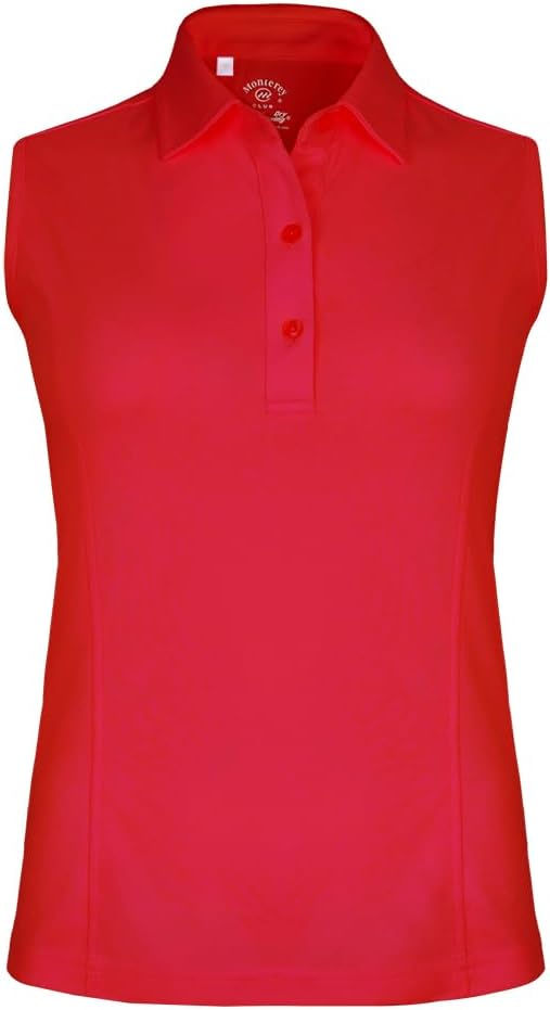 Monterey Club Women's Solid Tailored Collar Sleeveless Polo Shirt #2672