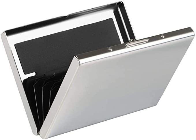 6 Slots Aluminium RFID Metal Credit/Debit Card Holder Wallet for Men & Women (Silver)-image-47