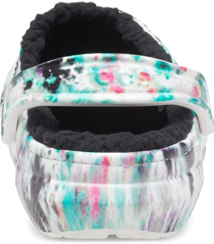 Crocs Unisex-Adult Classic Tie Dye Lined Clogs | Fuzzy Slippers, Pure Water/Multi, 7 Women/5 Men #TOP2