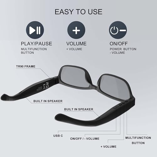 Lunettes de sécurité Bluetooth ultra légères à haut-parleur intégré