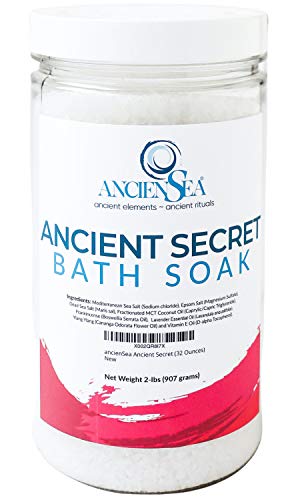 New Ancient Secret Bath Salt 32 Ounces Dead Sea Salt and Epsom Salt Plus Pure Frankincense, Lavender, and Ylang Ylang Essential Oils in Beautiful 2 Pounds Jar