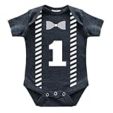 First Birthday Outfit boy 1st Birthday one Year Old Baby Shirt Happy Birthday Party (Charcoal Black, 12-18 Months)