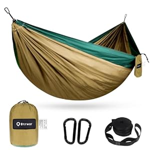 BTRWOR Hamac Ultra-léger de Voyage Camping | 300kg Capacité de charge, nylon à parachute à séchage rapide | 2 x Mousquetons de qualités, 2 x sangles Inclus | Pour jardin d’interieur/extérieur
