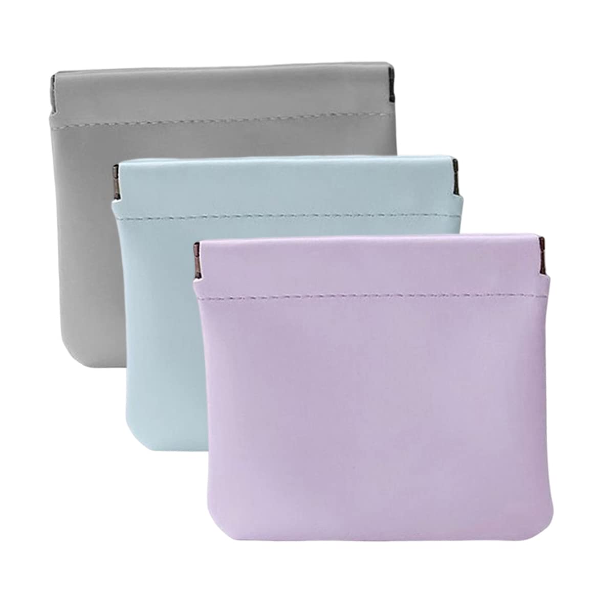 3Pcs Pocket Cosmetic Bag, Squeeze Makeup Bag, Pocket Cosmetic Bag Waterproof Leather No Zipper Self-Closing Portable Travel Makeup Pouch (B)