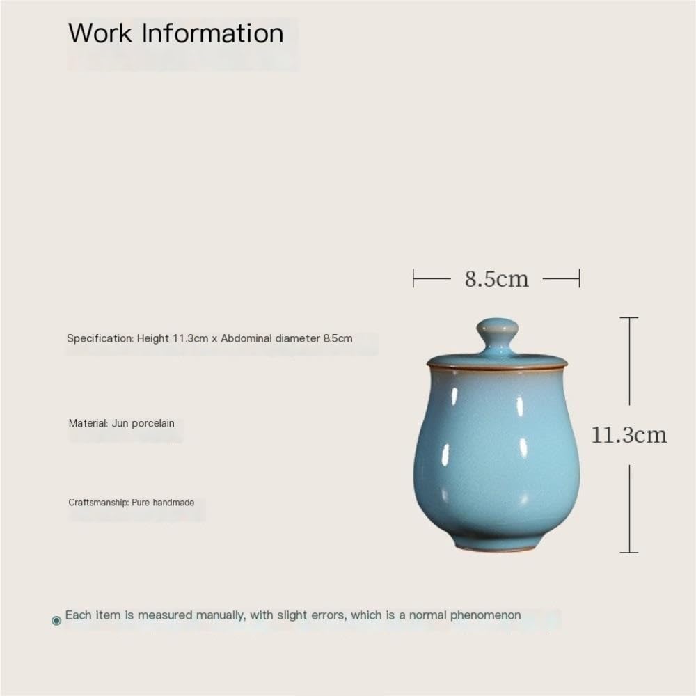 SONGCHAO Sugar Jar Purely Handmade Bulk Tea Storage Container Jar Ceramic Small Sealed Retro Chinese Handicraft Ornaments Single Tea Canister
