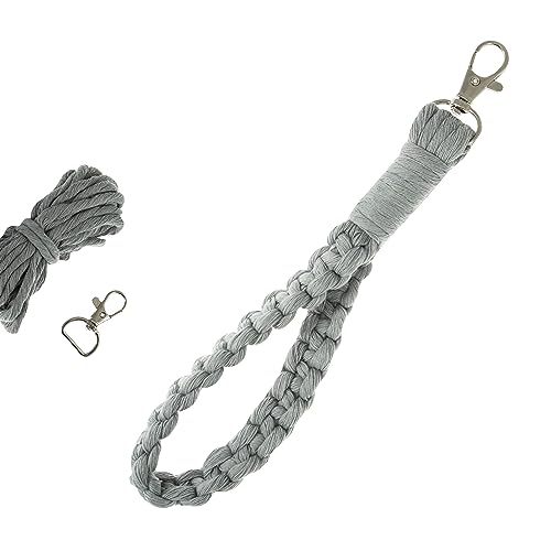 Trimits Make Your Own Macramé Decoration Kit, Silver Grey Keyring, Macrame Keyring, 2 x 21cm