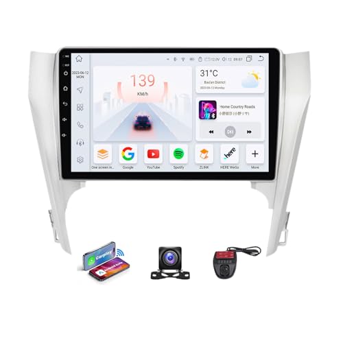 Genérico Radio estéreo para Coche Android 13 de 10 Pulgadas con Pantalla táctil, WiFi 4G, CarPlay, DSP, navegación GPS, RDS, Dab+, Bluetooth y cámara DVR para Toyota Camry 7 2014