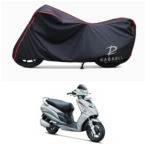 Image of Waterproof Bike Body Cover Compatible for | Hero Maestro Edge 125cc | Taffeta Fabric, Red Piping Design, Bottom Elastic Fit | Dustproof, Sun UV & Rain Protection for All Bikes