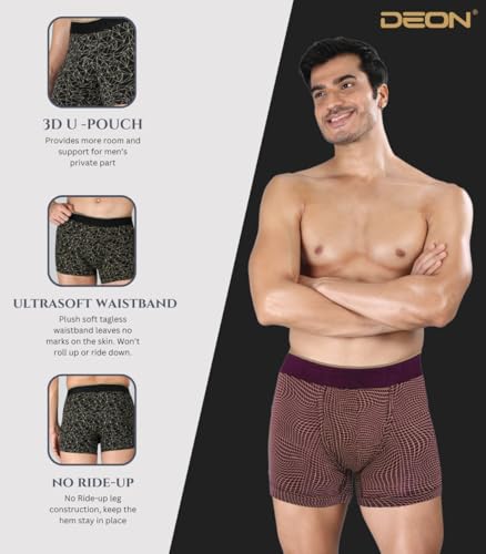 Image of DEON Pack of 2 Micromodal Luxury Print Trunk for Men | Non Itch No Chaffing Sweat Proof