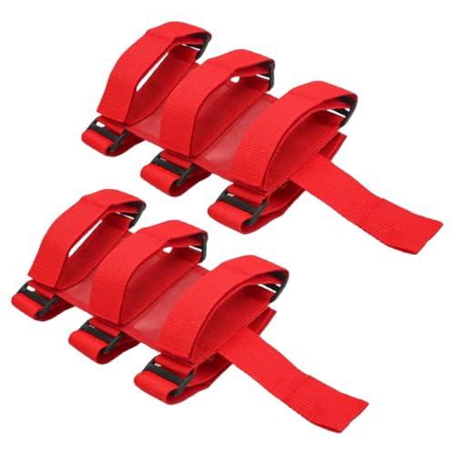 Image of Ohleats Roll Bar Fire Extinguisher Holder, Adjustable Fire Extinguisher Mount Strap with American Flag Pattern, Car Accessories Fixed Belt for Wrangler JK JKU TJ CJ (No Pattern, Red, 2 PCS)