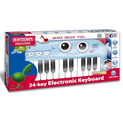 Bontempi | PlayKeys: 24-Tasten-Spielzeug für kleine Musiker, Blau, 300x140x40 mm