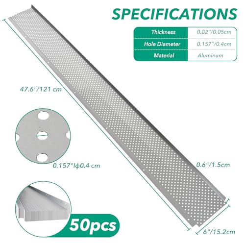 Image of Gutter Guard,6 inch Aluminum Leaf Filter Gutter Cover,50 PCS Total Length 200FT,Raptor Gutter Guards,Easy DIY Leaf Guards for Gutters Fits Any Roof or Gutter Type