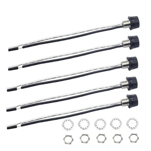 Interruptor giratorio unipolar de 5A y 250V con cable de 10cm negro, pack de 5 unidades 5