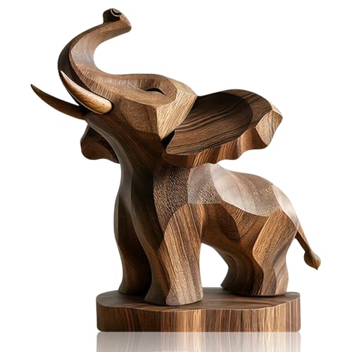LUMIREX Elefanten Deko Holz, Glücksbringer Holzfiguren, 2D Flache Farbige Elephant Dekofiguren, Holzfigur im Schlafzimmer, Gemütliche Deko für Wohnzimmer Bücherregal Büro, Eefant Geschenk