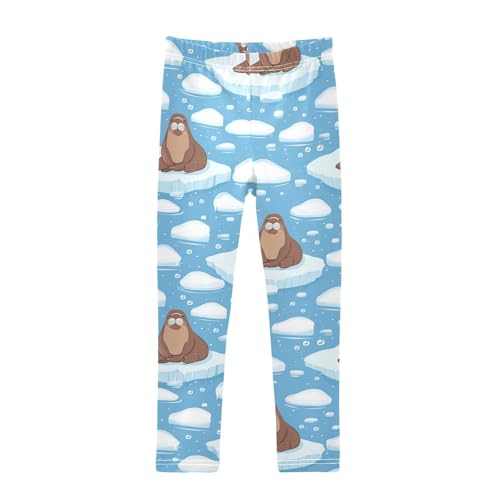 Cute Walrus Ice Girls' Leggings Toddler Doodles Kids Yoga Pants Dance Active Tights 4T