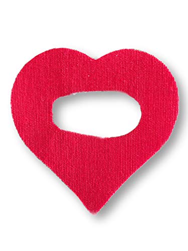 FixTape cinta de fijación transpirable parche autoadhesivo Dexcom G6 I con orificio para sensor de glucosa I Amigable con la piel e impermeable en diseños modernos I 7 piezas (Corazón Rojo)