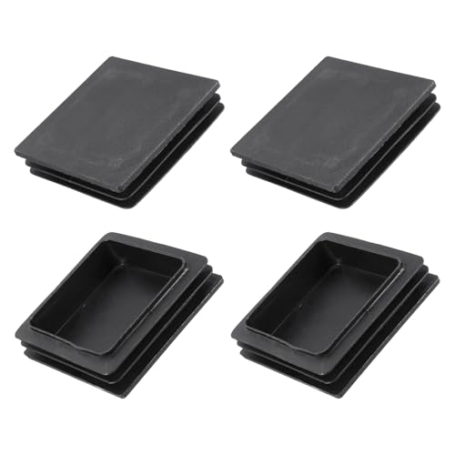 METALLIXITY Square Tube End Cap(100 x 100mm) 4Pcs, Plastic Plugs Insert End Caps Pipe Cap Cover - for Furniture Table Chair Legs, Black