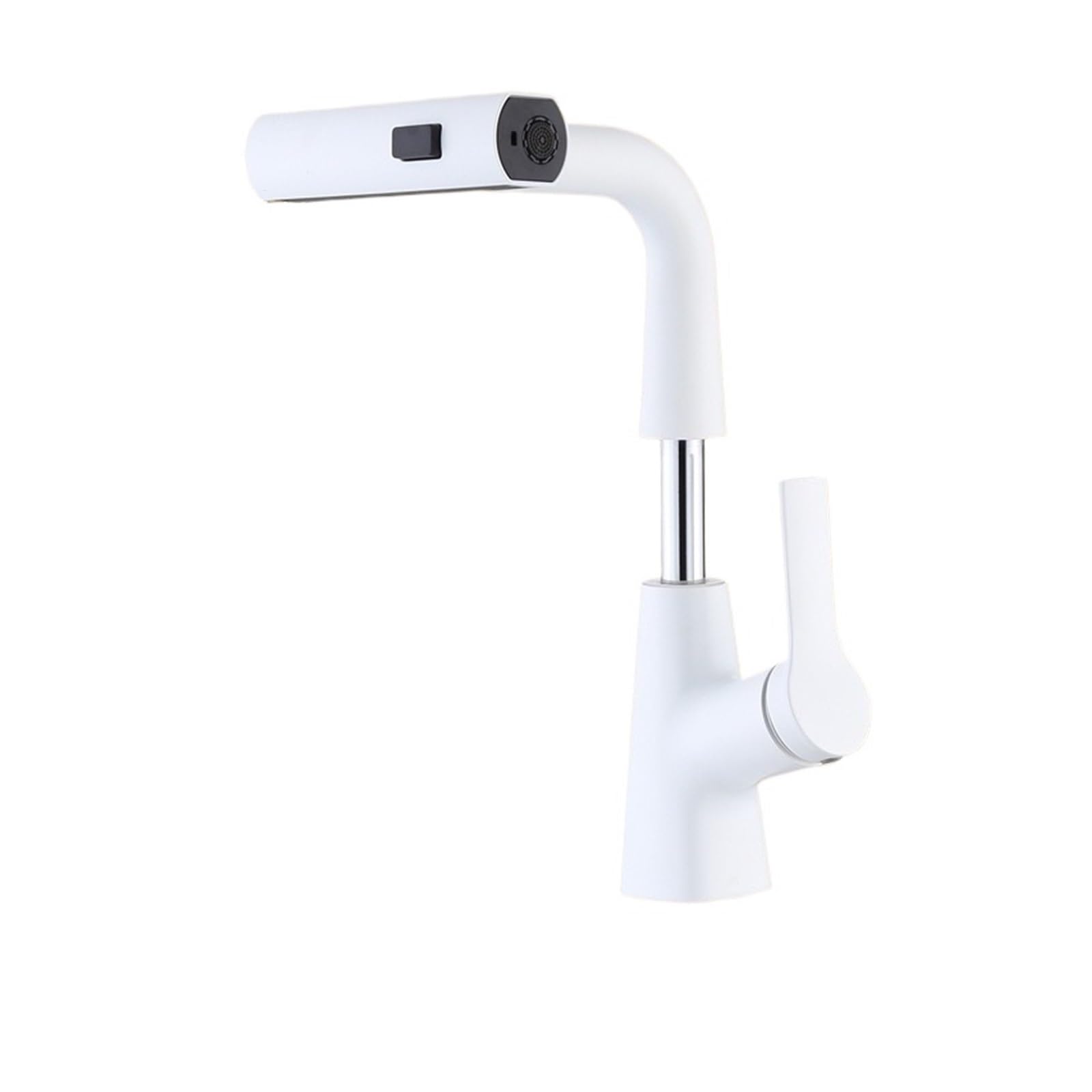 Robinet de salle de bains relevable et rotatif à 360° avec jet extractible