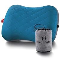 Hioutdoor Aufblasbares Kissen Kopfkissen für Camping mit Abziehbarem Kissenbezug Luftkissen Strandkissen Ergonomisches Reisekissen Outdoor Inflatable Travel Neck Pillow Bequemes Schlafkissen (Blue)