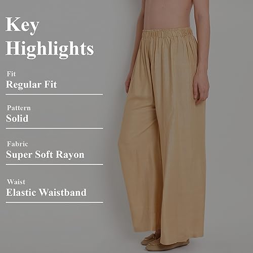 Image of Go Gazab - Stylish Women's Palazzo: Trendy Rayon Solid Color Ethnic Wear Palazzo