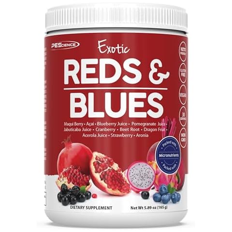 PEScience Reds & Blues Superfoods Powder, 30 Servings, Natural Immune Support with Acai and Pomegranate Extract Cover