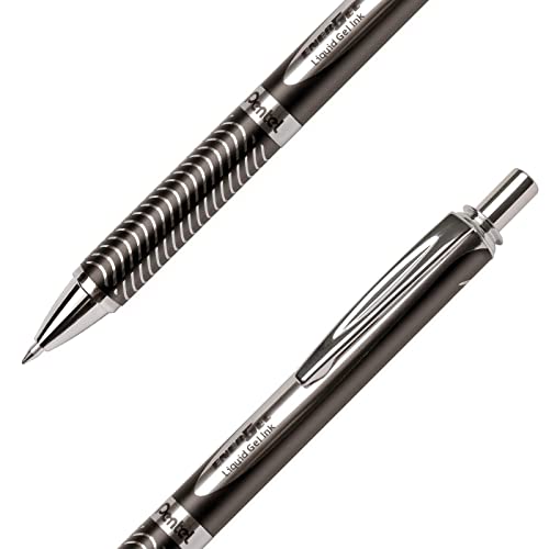 Pentel Retractable Energel Gel Pens, Metal Tip, 0.7Mm, Black Ink (Bl407A-A) #TOP3