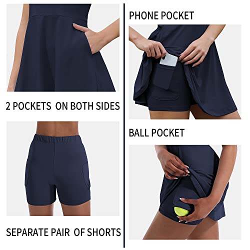 Fengbay Tennis Dress For Women,Golf Dress With Built In Shorts With 4 Pockets For Sleeveless Athletic Workout Dress #TOP4