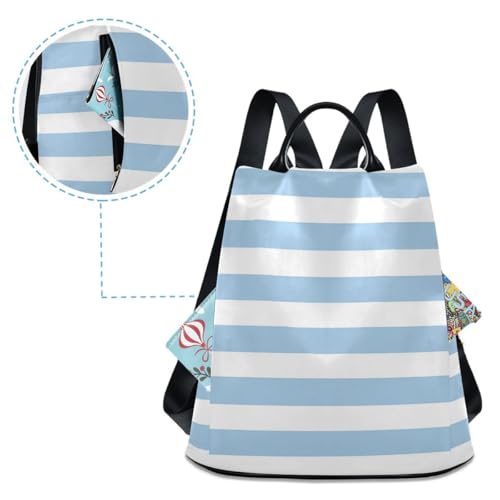 Image of ALAZA Blue White Striped Trips Hiking Camping Rucksack Pack for Women