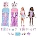 Barbie Cutie Reveal Gift Set with 2 Dolls & 2 Pets, Cozy Cute Tees Slumber Party with 35+ Surprises, Color Change & Costume Sleeping Bags