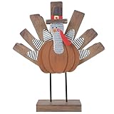 Zcaukya Thanksgiving Turkey Decoration, Wooden Indoor Standing Tabletop Turkey Decor for Home Office Bedroom Kitchen Thanksgiving Harvest Day Decorations