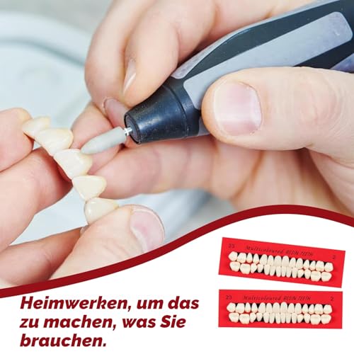 112 Stück Falsche Zähne Dental Komplette Acrylharz Zahnersatz, Acryl Harz Kunst Zähne, 4 Set Ganze Zähne Synthetische Polymer Zahnersatz Zahn, 23 Farbschatten A2 für Halloween Party Reparatur