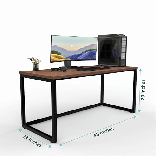 Image of Honey Touch Lizon Metal & Wood Workstation Desk | 1200mm x 600mm Top Size | 122 x 61 x 73 cm (L x W x H) | Modern Computer Table for Home Office & Work from Home | Heavy Duty Study Desk