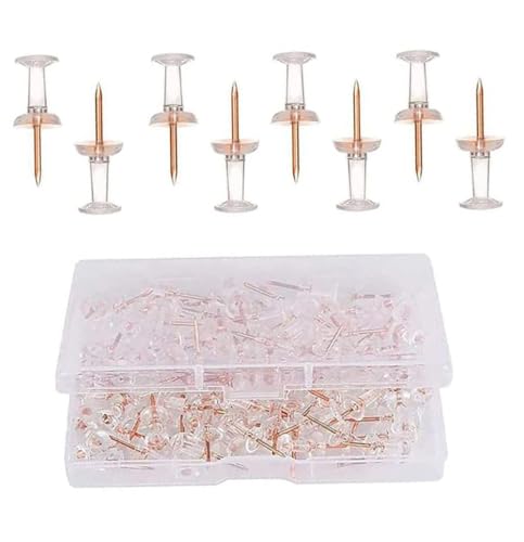 60 Pieces Transparent Rose Gold Push Thumbtack Tacks Office Projects