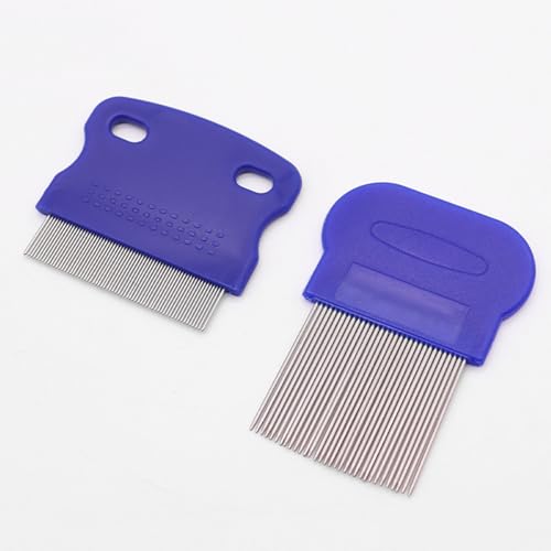 Image of Pet Flea Lice Comb Grooming Kit, 4 Pieces, Dense Toothed Comb for Lice and Fleas Removal, Dematting Tool for Small, Medium & Large Pets,Blue