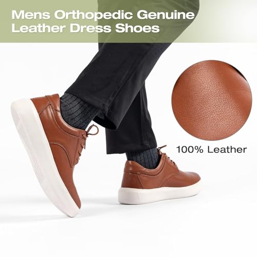 OrthoComfoot Men's Orthopedic Wide Leather Dress Walking Shoes: Comfortable Arch Support Oxfords for Plantar Fasciitis, Orthotic Casual Business Work Shoes for Foot and Heel Pain Relief2