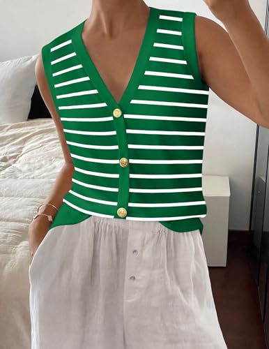 Image of Zeagoo Womens Sweater Vest V Neck Button Down Shirts Trendy Knit Sleeveless Cardigan Top Shirt S-XXL