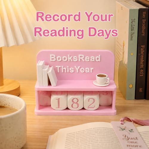 Books Read This Year Counter, PLA Material Book Tracker with Shelf and 5 Dice, Book Lover Gift for Readers, Teachers, Writers, Reading Accessories for Bookshelves Nook Desk Library Decor - Image 4