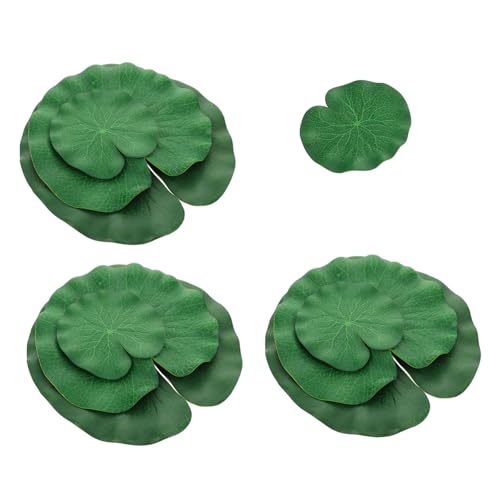Hemobllo Nénuphars Artificiels Réalistes Flottants pour Aquarium Et Bassin, Décoration Extérieure Jardin Et Fontaine, Lot de 10 Pièces, Feuilles De Lotus Résistantes Aux Intempéries