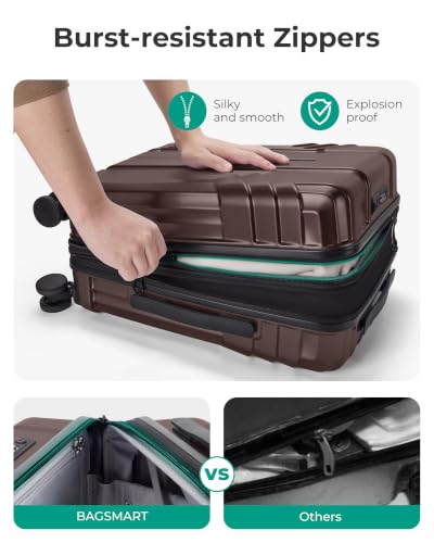 Image of BAGSMART Expandable Carry On Luggage 22x14x9 Airline Approved, Coffee Brown | Spinner Wheels, TSA Lock, Lightweight Hard Shell, Suitcase,22x14x9 Airline Approved,