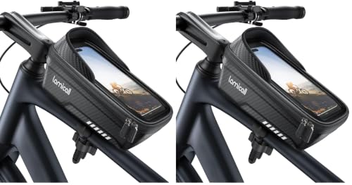 Image of Lamicall Bike Frame Bag Waterproof - [1s Release] [2 in 1] Bike Phone Mount Holder, Bicycle Top Tube Bag, Cycling Pouch with Rain Cover, Bikes Accessories Gifts for Phones Under 7 inch (Pack of 2)