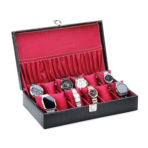 STORESHINE Checked Unisex Black 12 Slot Watch Box Case For 12 Watches005 (WITHOUT WATCHES) (B0CM6WSPB4) Amazon Price History, Amazon Price Tracker