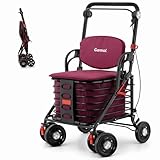 GARMOL Carro de Compra Relax con Asiento Acolchado 30L | Plegable, con Freno de...