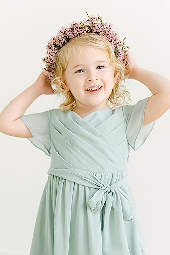 Stylefun V Neck Junior Bridesmaid Dresses Long Wedding Flower Girl Dress for Teen Girls Communion Dresses3
