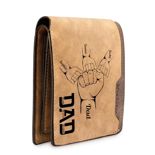 Personalized Leather Wallet for Men - Custom WalletGifts for Men from Wife with Names Father's Day Gifts for Dad Slim Bifold Fist Wallet for Husband2