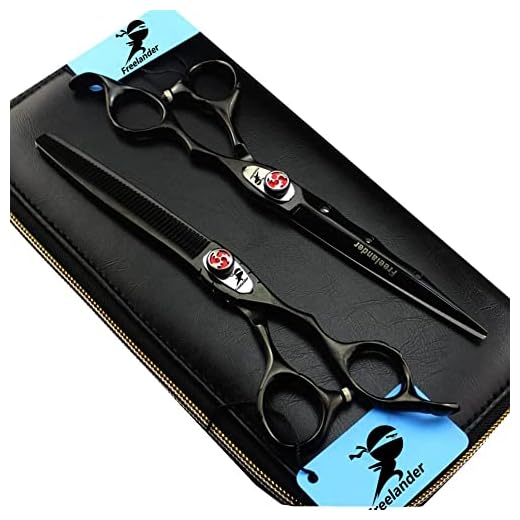 6.0/7.0 inch Professional Hairdressing Cutting&Thinning Scissors Barber Texturizing/Blending Shears for Hairstlist or Home Use (A-7.0 inch-Black)