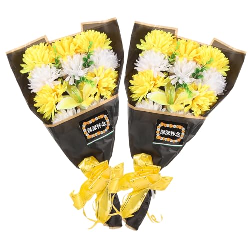 BAZEITFLOW Bouquet di Fiori Artificiali per Cimitero 2 Pezzi Decorazioni per Tombe Commemorative in Plastica e Seta Fiori Finti Resistenti per Luogo di Riposo