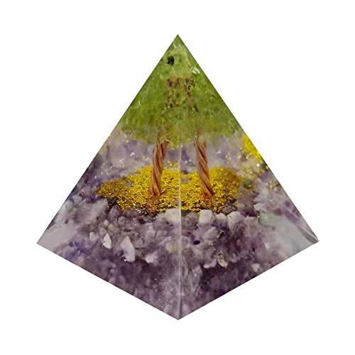 Tachiuwa Kit de pirâmide de cristal de ametista Orgone para ioga e decoração de escritório